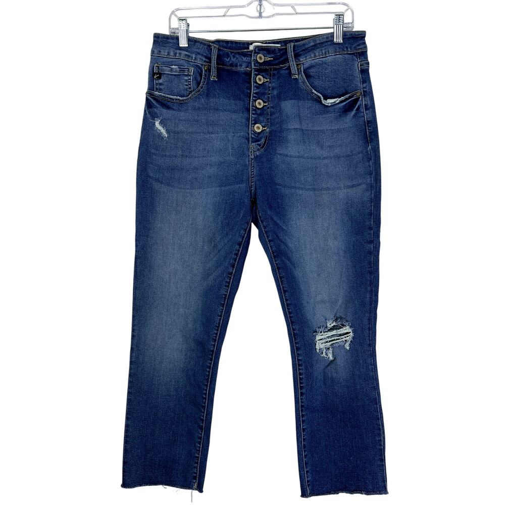KanCan Blue Medium Washed High Rise Button Up Denim Jeans Pants Size 32